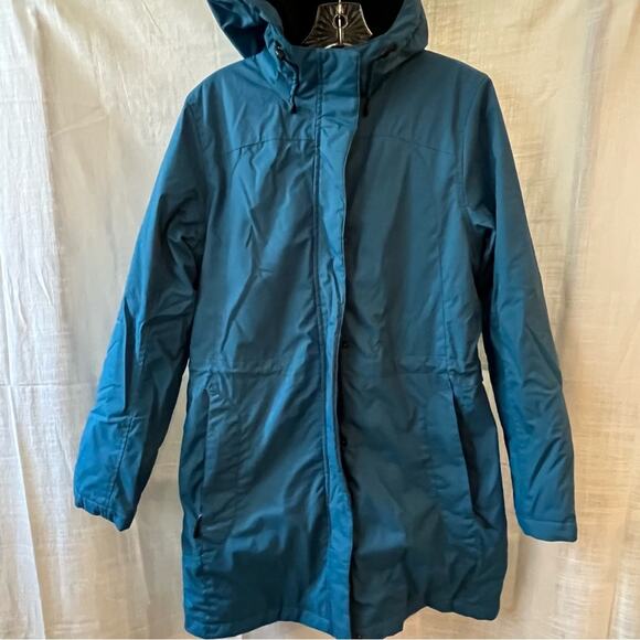 L.L. Bean women’s blue weather resistant hooded parka coat size Small EUC - Picture 2 of 11